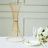 24inch Tall Gold Metal Wire Hourglass Flower Frame Stand, Open Frame Reversible Trumpet