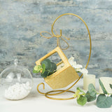 2 Pack | 10Inch Tall Gold Metal Air Plant Terrarium Stand, Hanging Ornament Display Holder