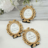 4 Pack | Gold Resin 4" Decorative Baroque Oval Party Favors Picture Frame, Beaded Place Card Holders