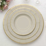 25 Pack | 8inch Taupe Gold Rim Sunray Disposable Dessert Plates