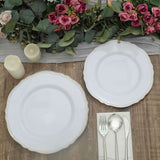 10 Pack | 10inch White / Gold Scalloped Rim Plastic Dinner Plates