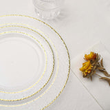 10 Pack | 7.5inch Clear Hammered Design Plastic Salad Plates With Gold Rim