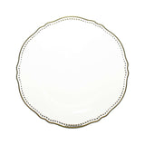 10 Pack | 10inch Clear/Gold Scalloped Rim Disposable Dinner Plates, Plastic Party Plates#whtbkgd