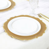 10 Pack Gold Economy Plastic Charger Plates With Scalloped Rim