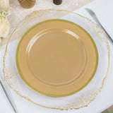 10 Pack | 10inch Regal Gold Round Plastic Dinner Plates