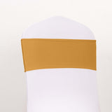 5 Pack Gold Spandex Chair Sashes with Gold Diamond Buckles, Elegant Stretch Chair Bands and Slide