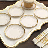 50 Pack | 3.5inch White / Gold Scalloped Rim Mini Paper Party Plates