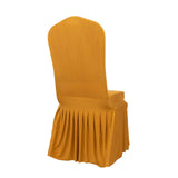 Gold Ruffle Pleated Skirt Banquet Spandex Chair Slipcover, 1-Piece Stretch Fitted Chair Cover