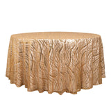 120inch Gold Wave Mesh Round Tablecloth With Embroidered Sequins