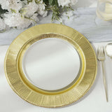 25 Pack | Metallic Gold Sunray 10inch Serving Dinner Paper Plates, Disposable Party Plates - 350 GSM