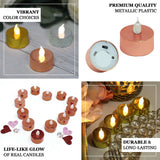 12 Pack | Metallic Flameless LED Candles | Battery Operated Tea Light Candles | Gold