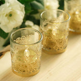 20 Pack | Gold Foil Paper Floral Lace Candle Holder Wraps, Votive Tealight Decorative Wraps