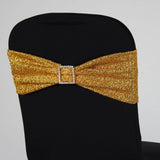 5 Pack | Gold Metallic Shimmer Tinsel Spandex Chair Sashes