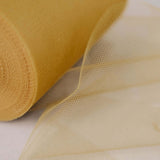 6Inchx100 Yards Gold Tulle Fabric Bolt, Sheer Fabric Spool Roll For Crafts