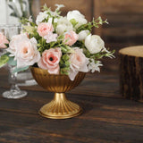 2 Pack | 4inch Gold Metal Ribbed Bowl Style Flower Table Pedestal Vase, Antique Mini Compote Vase