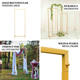 5.5ft Gold Metal Frame Wedding Arch, Rectangular Backdrop Stand, Floral Display Frame