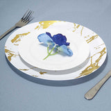 10 Pack | 10inch Gold and White Marble Print Plastic Dinner Party Plates, Disposable Plates