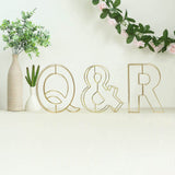 8" Tall | Gold Wedding Centerpiece | Freestanding 3D Decorative Wire Letter | Q