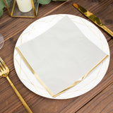 50 Pack | 2 Ply Soft Gray With Gold Foil Edge Dinner Paper Napkins