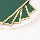 50 Pack Hunter Emerald Green Soft 2 Ply Disposable Party Napkins with Gold