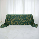 90inch x 156inch Hunter Emerald Green Rectangle Polyester Tablecloth Gold Foil Geometric Pattern