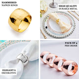 4 Pack Metallic Hammered Napkin Rings