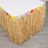 9FT Natural Raffia Table Skirt, Tropical Table Skirts for Hawaiian Decoration