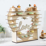 26inch Heart Shaped 8-Layer Double Sided Wooden Cupcake Shelf Rack