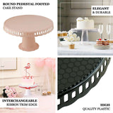 4 Pack | 13inch Blush / Rose Gold Round Footed Reusable Plastic Pedestal Cake Stands