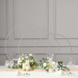 36Inch Silver Metal Round Hoop Wedding Centerpiece, Self Standing Table Floral Wreath Frame