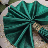 5 Pack Hunter Emerald Green Shimmer Sequin Dots Polyester Table Napkins, Reusable Sparkle