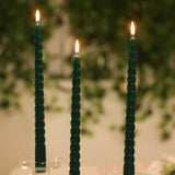 12 Pack 11inch Hunter Emerald Green Premium Unscented Spiral Wax Taper Candles