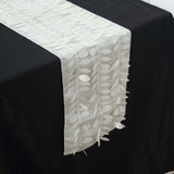 12x108inch Ivory 3D Leaf Petal Taffeta Fabric Table Runner