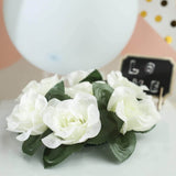 4 Pack | 3Inches Ivory Artificial Silk Rose Flower Candle Ring Wreaths