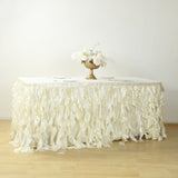 17FT Ivory Curly Willow Taffeta Table Skirt