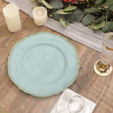 10 Pack | 9inch Jade / Gold Scalloped Rim Plastic Dinner Plates