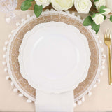 Jute & White Embroidery Mandala Print Placemats, Rustic Round Woven Burlap Tassel Table Mats