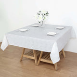 White Square Plastic Table Covers in Lace Design, PVC Waterproof