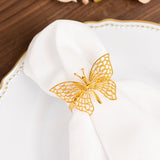 4 Pack | Gold Metal Butterfly Napkin Rings, Decorative Laser Cut Cloth Napkin Holders