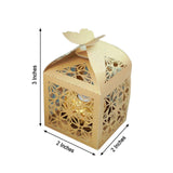 25 Pack | Gold Butterfly Top Laser Cut Lace Favor Candy Gift Boxes