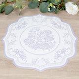 10 Pack White Lavender Cardboard Paper Table Mats with French Toile Pattern, 13inch Lilac Round