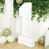 4ft White Large Marquee Light Up Number 1 Mosaic Balloon Frame Pre-Cut Foam Board 10 Warm White