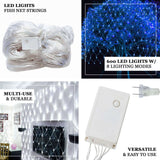 20ftx10ft White 600 LED Fish Net Lights, Fairy String Lights With 8 Modes