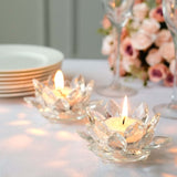 Clear 4.5inch Crystal Glass Lotus Flower Votive Candle Holders, Tealight Taper Candle Stands