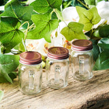 4 Pack | 4oz Rustic Clear Glass Mason Jars With Handles & Rose Gold Screw On Lids