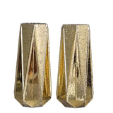 2 Pack | 8 inch Gold Mercury Glass Vases | Geometric Vases Flower Centerpieces