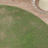 50 Pack Disposable Olive Green Placemats, 13" Non-Woven Mesh Fiber Round Table Mats for Dining & Events