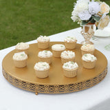 20inch Gold Metal Fleur De Lis Cupcake Dessert Display Stand, Round Pedestal Cake Stand