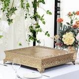 22inch Square Gold Embossed Cake Pedestal, Metal Cake Stand Cake Riser