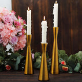 Set of 3 Nordic Hourglass Style Gold Metal Candlestick Holders, Modern European Style Taper